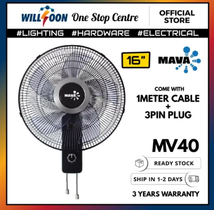 MAVA MV40 16-Inch 5-Blade Remote Control Wall Fan