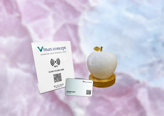 3 IN 1 GIFT SET: DIGITAL BUSINESS CARD + NFC QUICKTAP STANDEE + NATURAL JADE STONE
