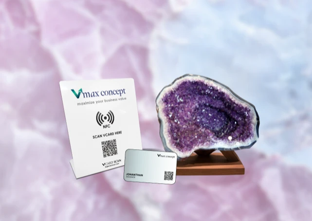 3 IN 1 GIFT SET: DIGITAL BUSINESS CARD + NFC QUICKTAP STANDEE + AMETHYST CLUSTER