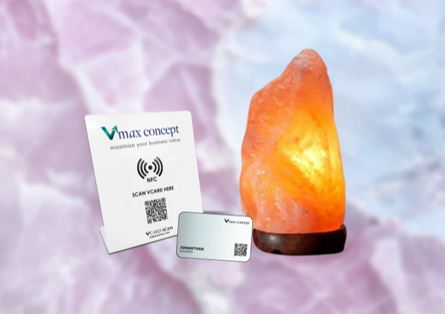 3 IN 1 GIFT SET: DIGITAL BUSINESS CARD + NFC QUICKTAP STANDEE + HIMALAYA SALT LAMP